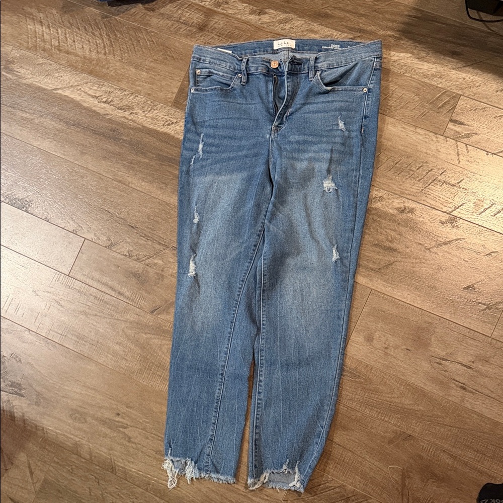 Light Blue Distressed Ankle Jeans